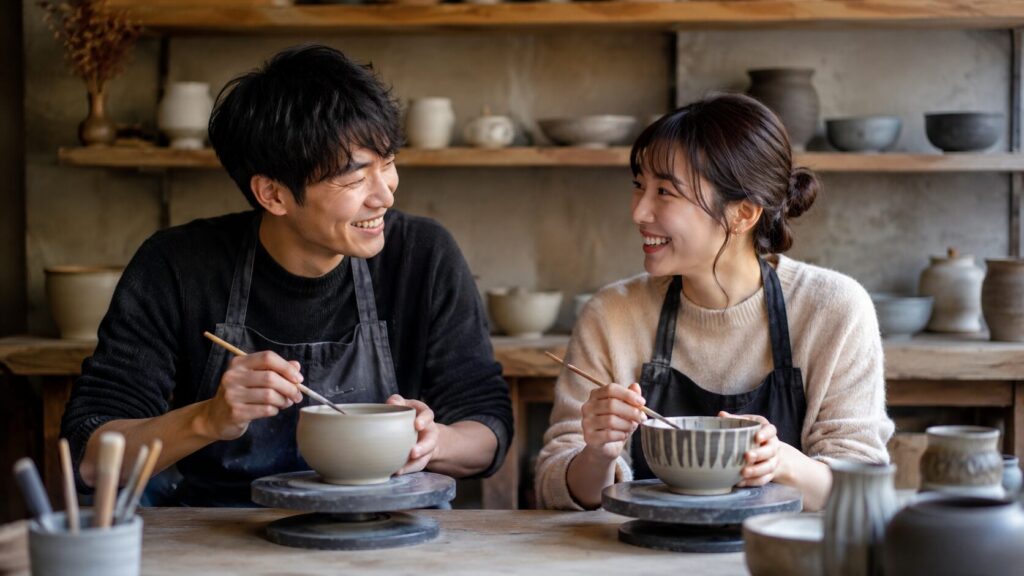 陶芸の趣味コンで自然に会話する日本人男女