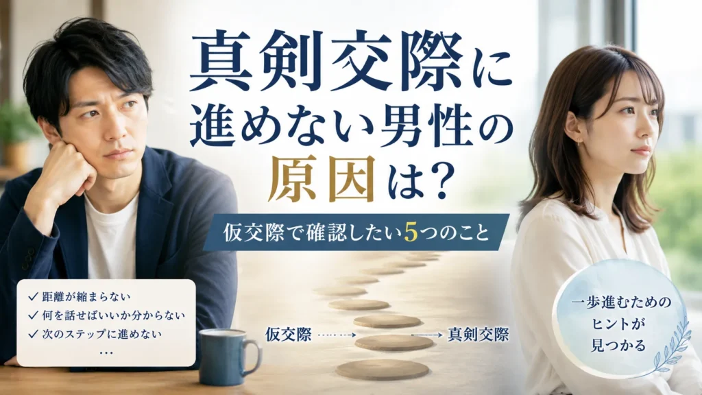 真剣交際に進めない男性の原因は？仮交際で確認したい5つのこと