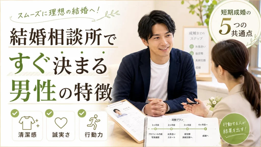 結婚相談所ですぐ決まる男性の特徴は？短期成婚事例から見る5つの共通点