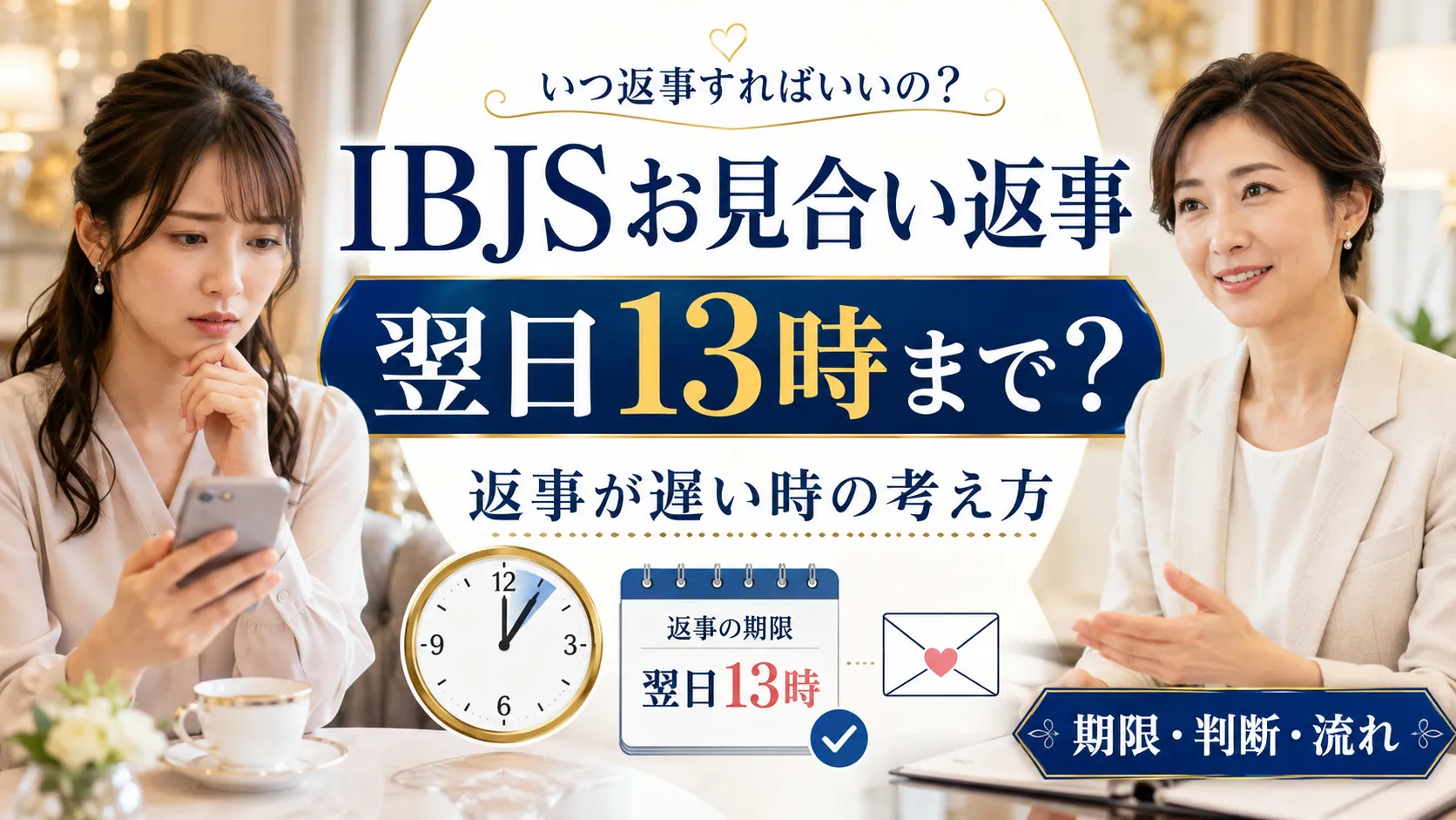 IBJSのお見合い後の返事はいつまで？翌日13時の期限と遅いときの考え方