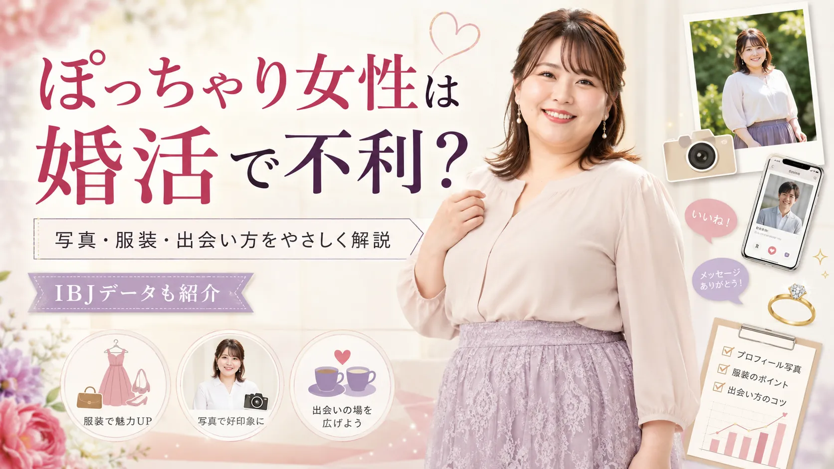 ぽっちゃり女性は婚活で不利？IBJ成婚データと写真・服装の整え方