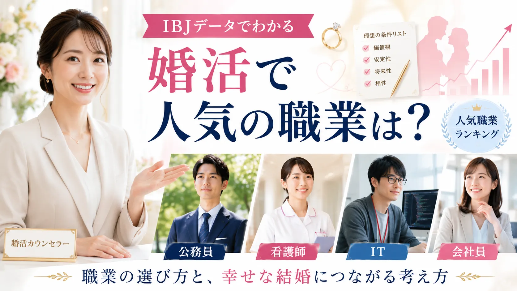 婚活で人気の職業は？IBJ最新データで見る成婚率と職業条件の考え方