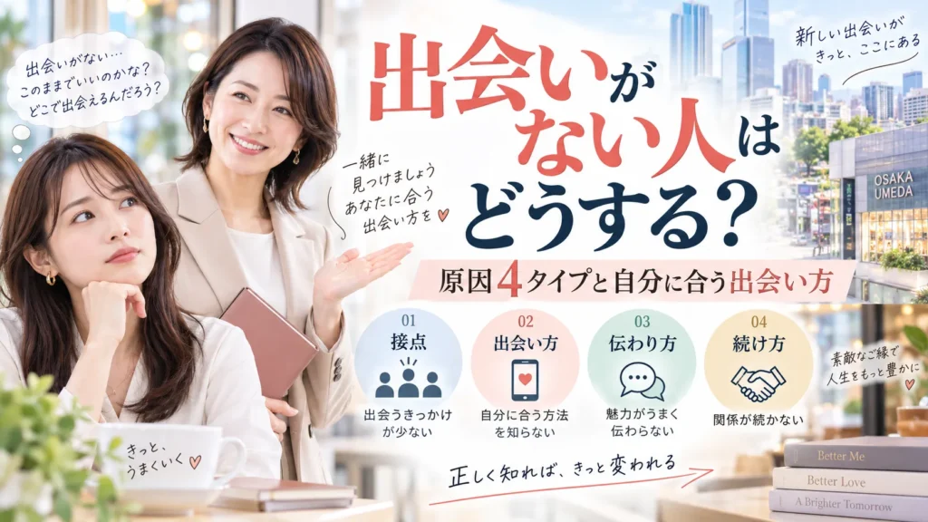 出会いがない人はどうすればいい？原因4タイプと自分に合う出会い方