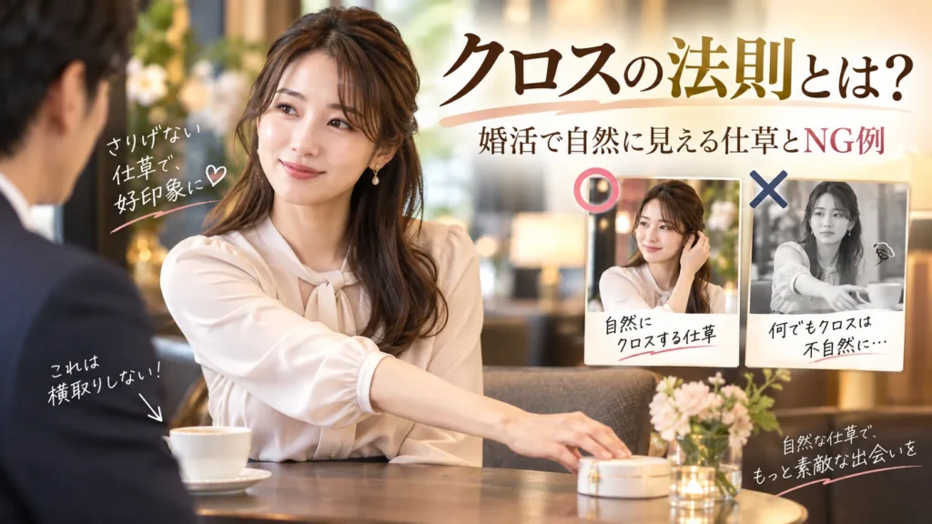 クロスの法則とは？婚活で自然に見える仕草とNG例