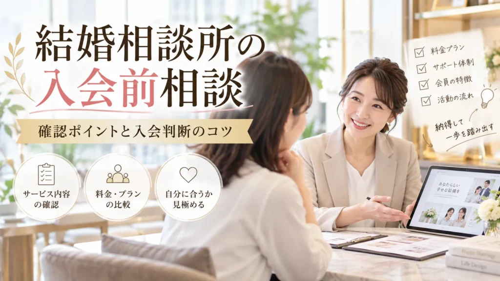 結婚相談所の入会前相談では何をする？確認ポイントと入会判断のコツ