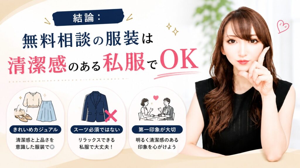 結婚相談所の無料相談は清潔感のある私服でOK