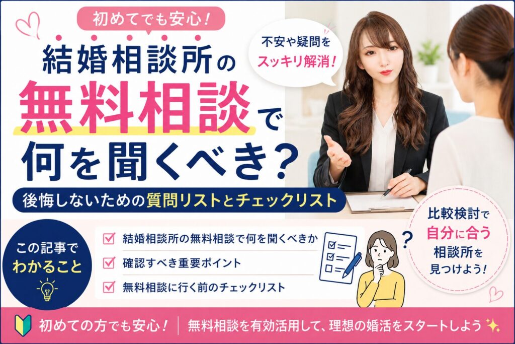 結婚相談所の無料相談で何を聞く？聞かれる内容と確認ポイントを丁寧に解説