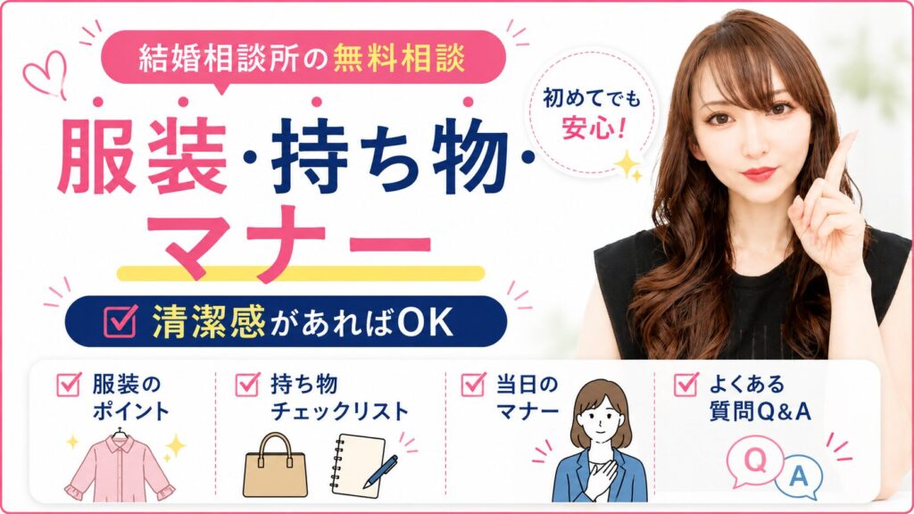 結婚相談所の無料相談に行くときの服装・持ち物・マナー