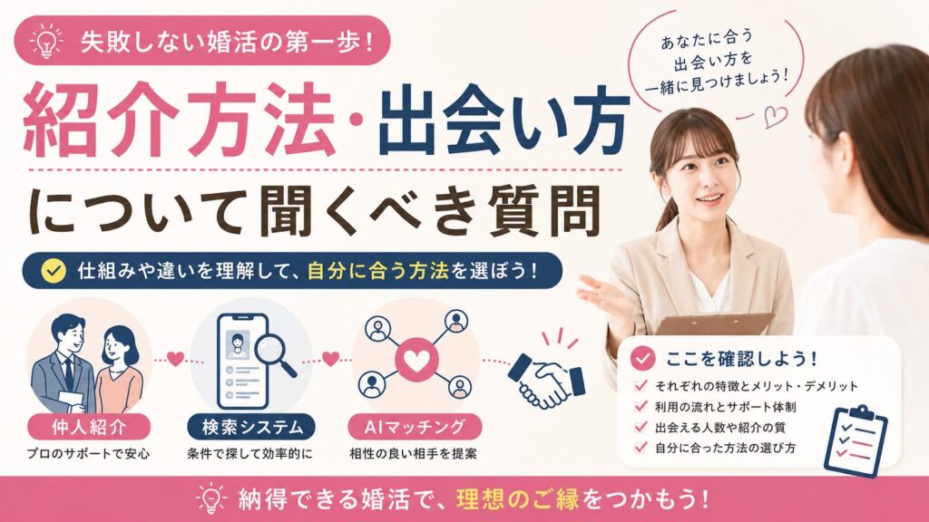 紹介方法・出会い方について聞くべき質問