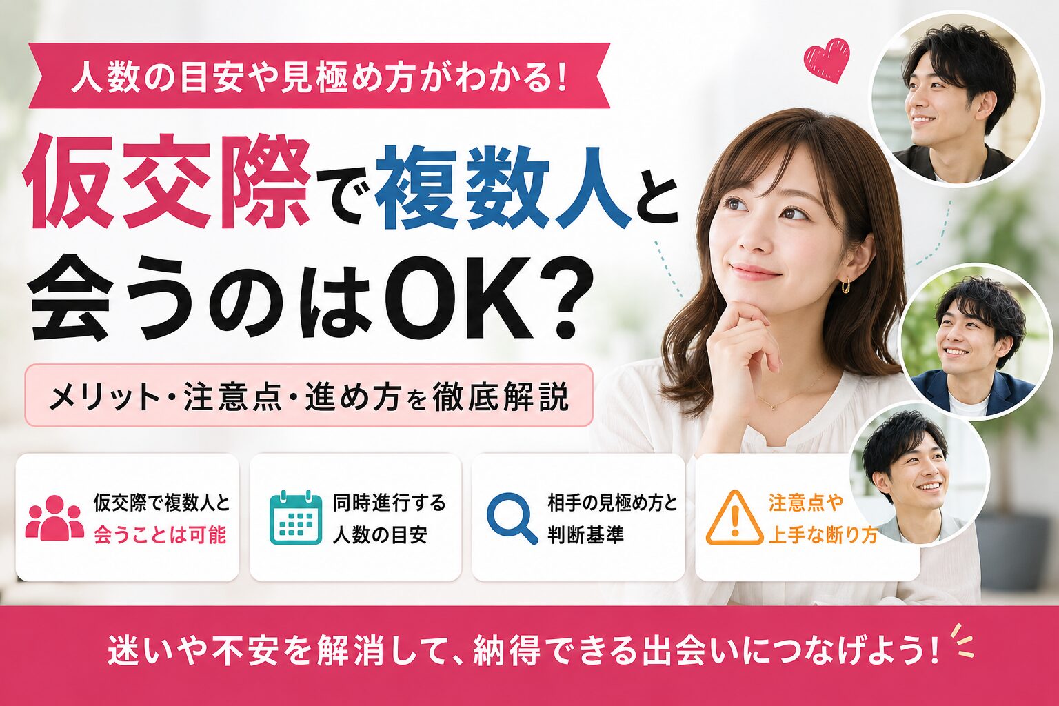 仮交際で複数人と会うのはOK？人数目安と見極め方を解説
