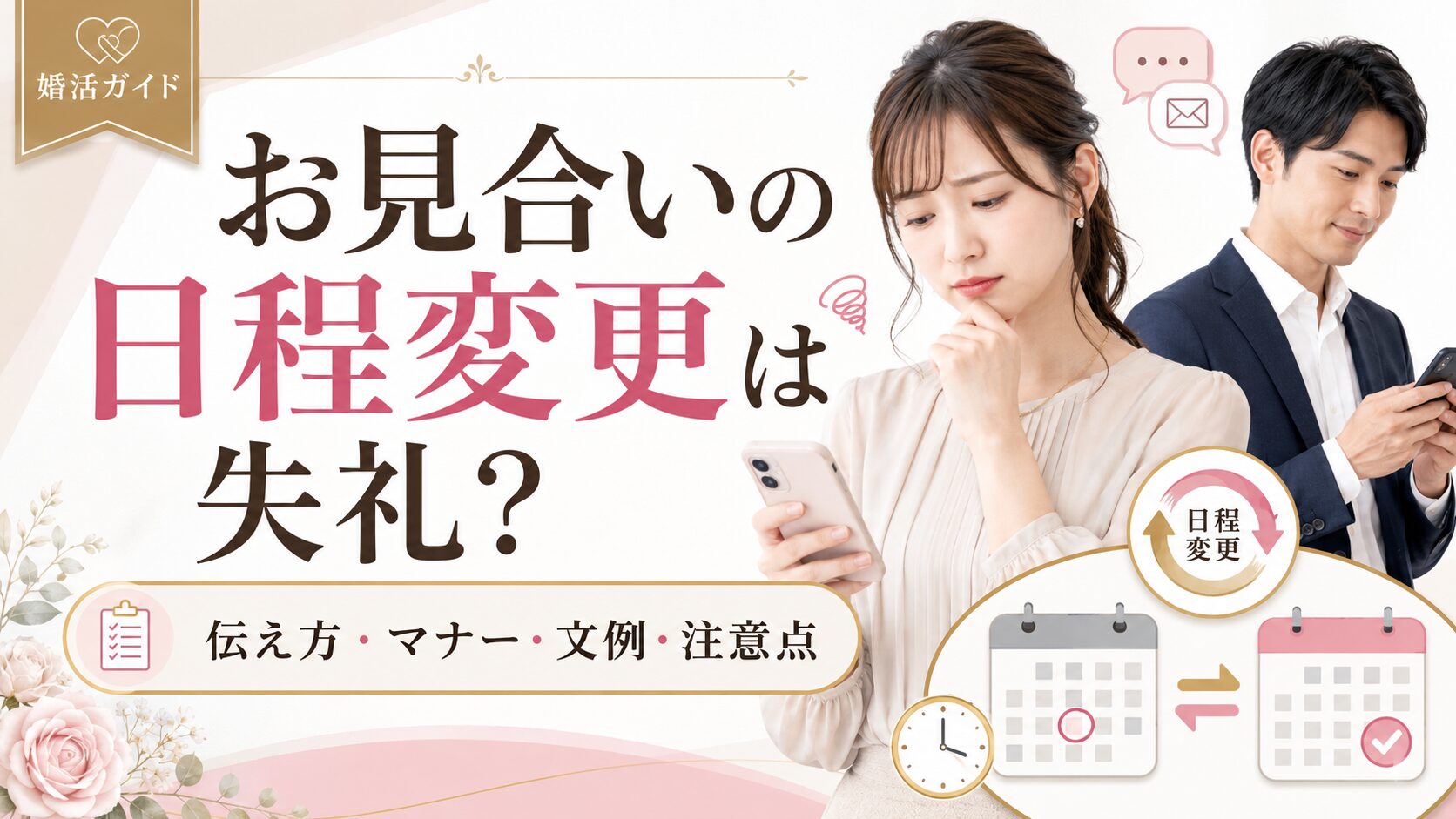 お見合いの日程変更は失礼？伝え方とキャンセル注意点