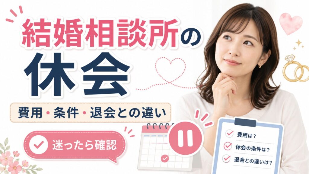 結婚相談所の休会とは？費用と退会の違いをやさしく解説